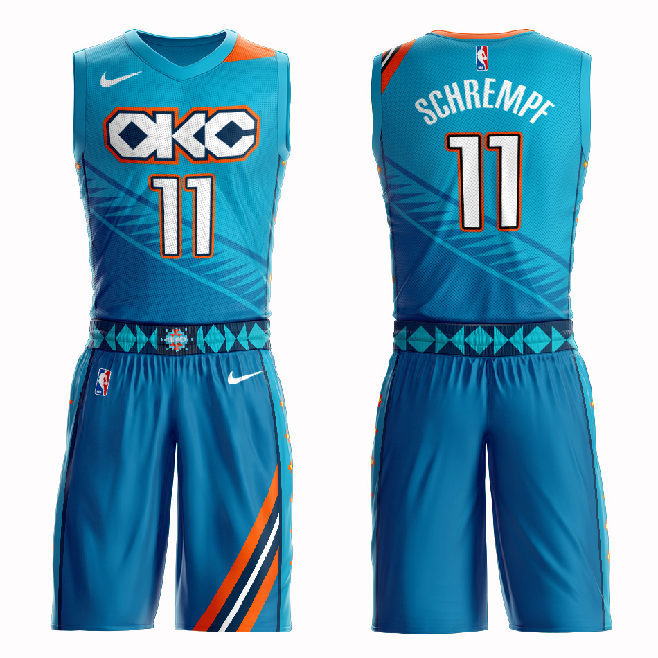 Customized 2019 Men Oklahoma City Thunder 11 Schrempf blue NBA Nike jersey